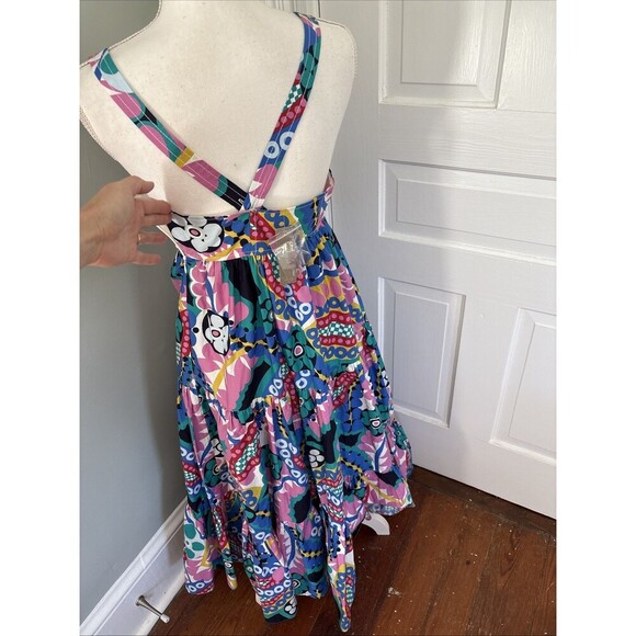 NWT J. Crew Tabitha Ratti Apron Kaleidoscope Floral Poplin Tiered Maxi Dress 00 - Picture 3 of 6